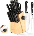 19-piece Knife Set, German Steel, Durable, Dishwasher-safe, Kitchen Knife Set With Built-in Sharpener For Chopping, Slicing, Dicing And Cutting