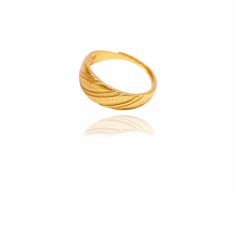 24k Gold Jewelry,Gold Dome Croissant Band Ring, Stackable Ring, Signet Ring, Women Jewelry Minimalist Chic Style