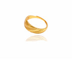 24k Gold Jewelry,Gold Dome Croissant Band Ring, Stackable Ring, Signet Ring, Women Jewelry Minimalist Chic Style