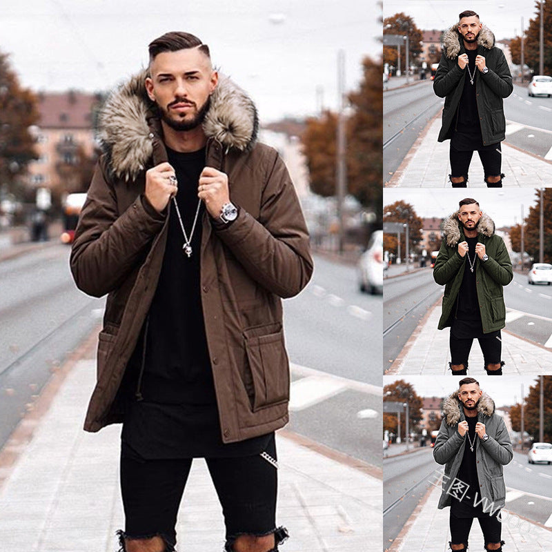 Hot sale mid-length fur collar cotton coat coat