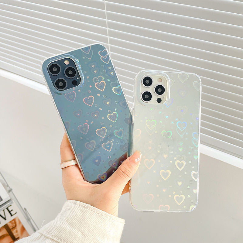 iPhone Laser Colorful Love For Double-sided Coated Silicone Phone Case