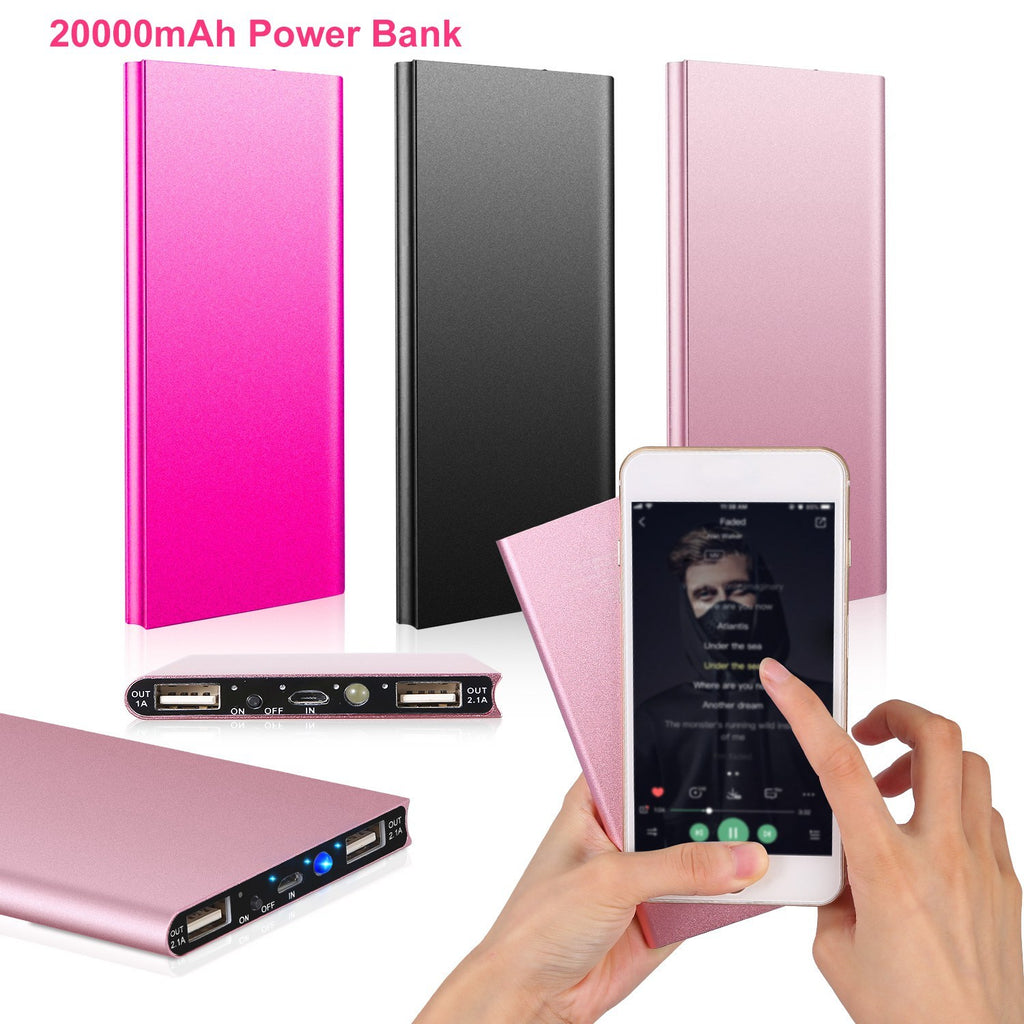 Ultra-thin Power Bank 20000mAh Power Bank Ultra-thin External Battery Pack Phone Charger Dual USB Port