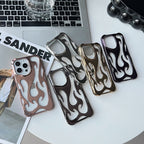 iPhone Electroplating Hollow Heat Dissipation Phone Case Flame Pattern High-grade Soft Shell