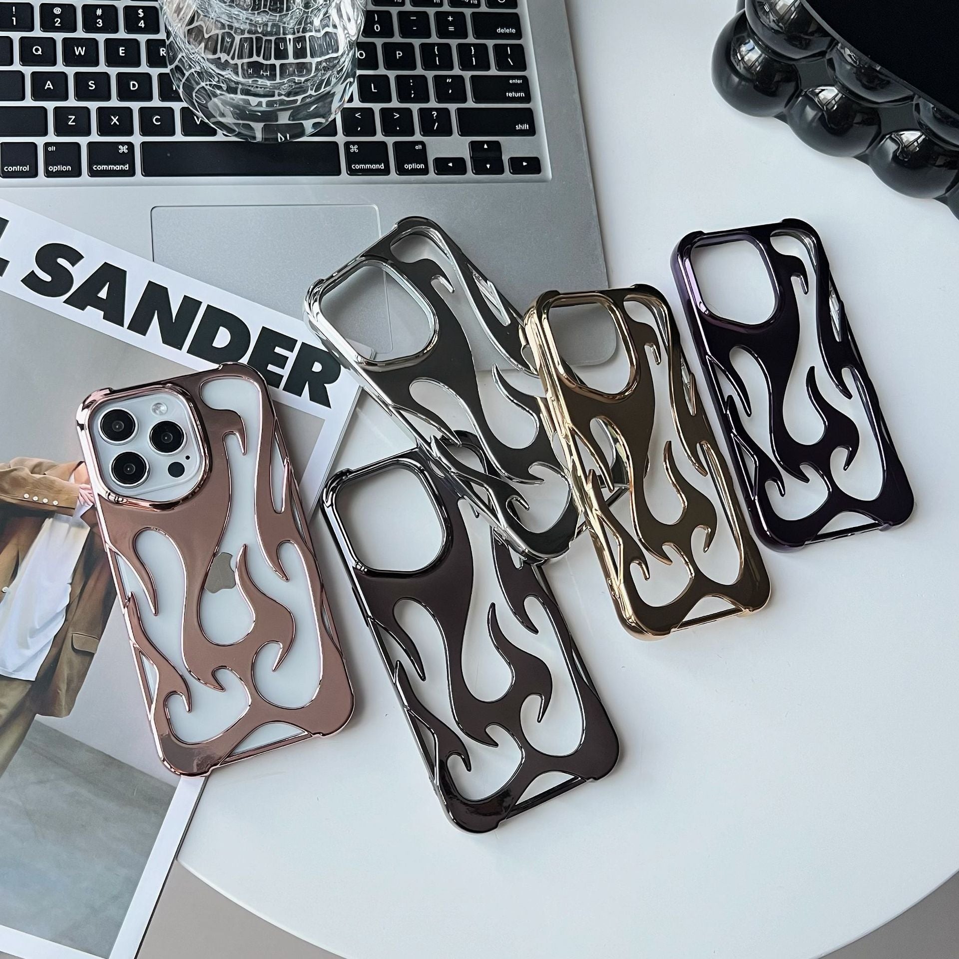 iPhone Electroplating Hollow Heat Dissipation Phone Case Flame Pattern High-grade Soft Shell