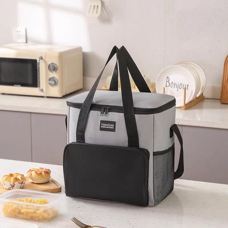 Black Insulated Lunch Bag Durable & Stain-Resistant Oxford Fabric, Excellent Thermal Performance For Hot Cold Food