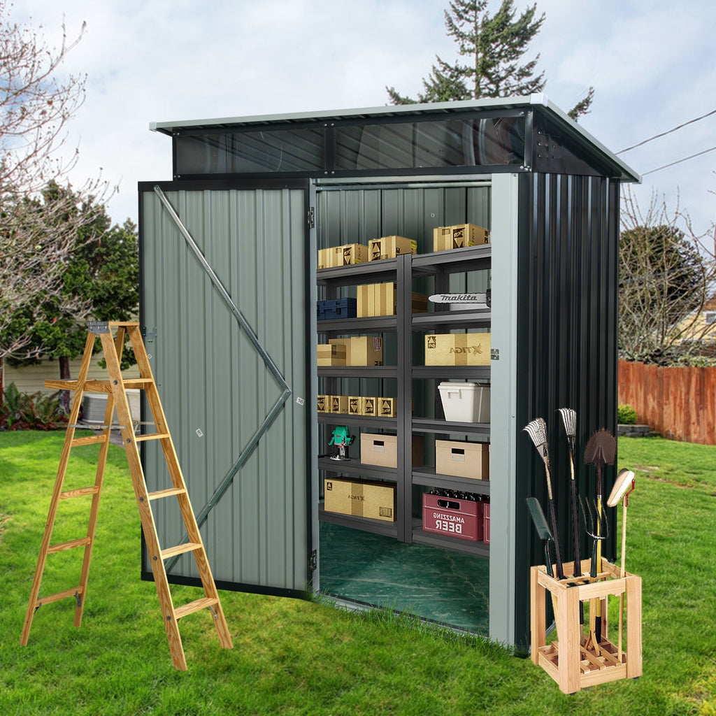 Storage Shed TC53BL 5ft X 3ft Outdoor Metal Storage Shed Transparent Plate Black