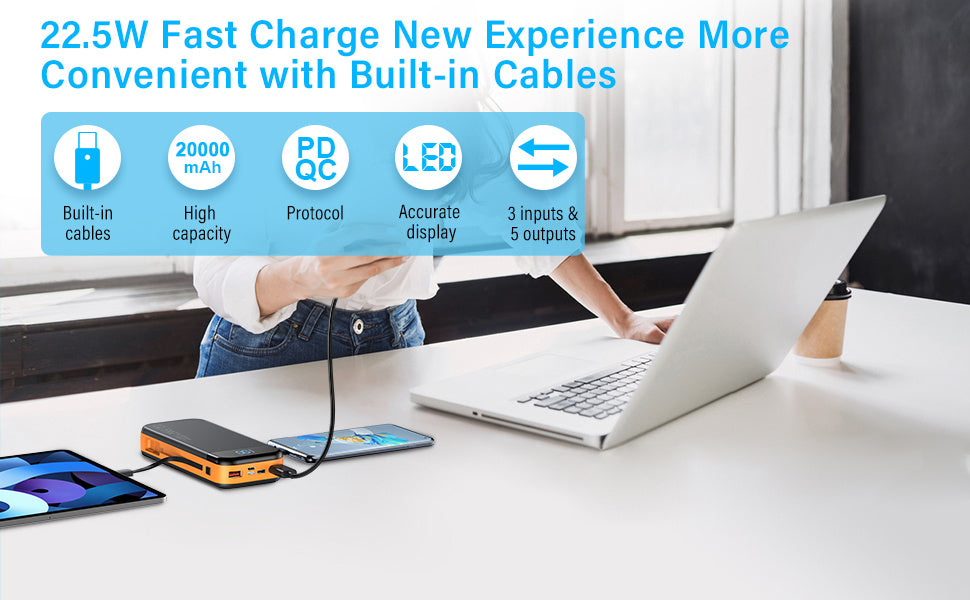 iPhone & Android Fast Charging Power Bank Comes With a 2-wire, Digital Display Super Fast Charging Power Bank