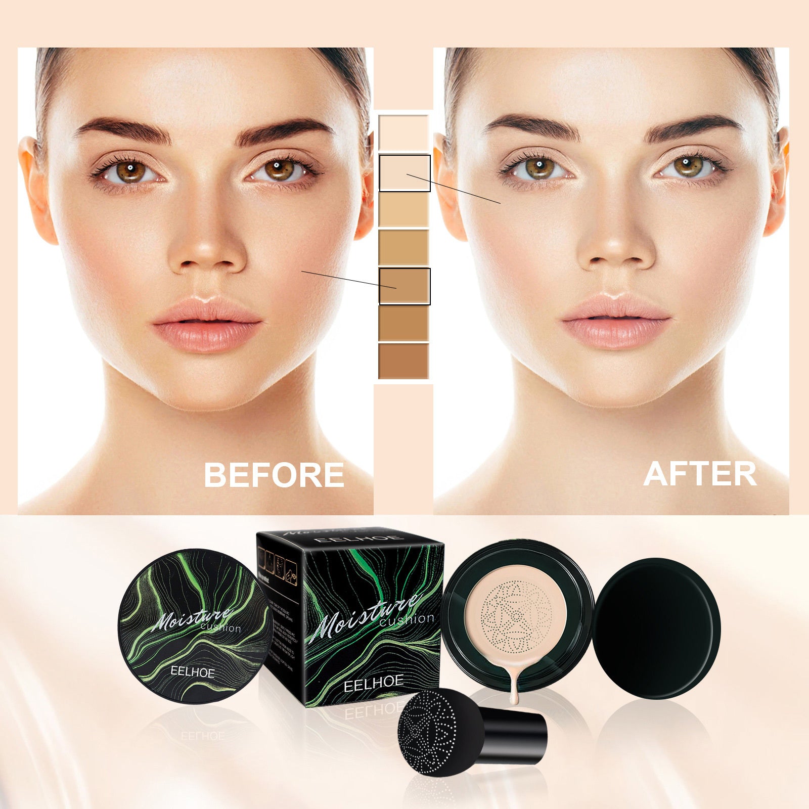 Mushroom Head Air Cushion Natural BB Cream Covers Facial Blemishes And Brightens Natural Nude Makeup Foundation Cream