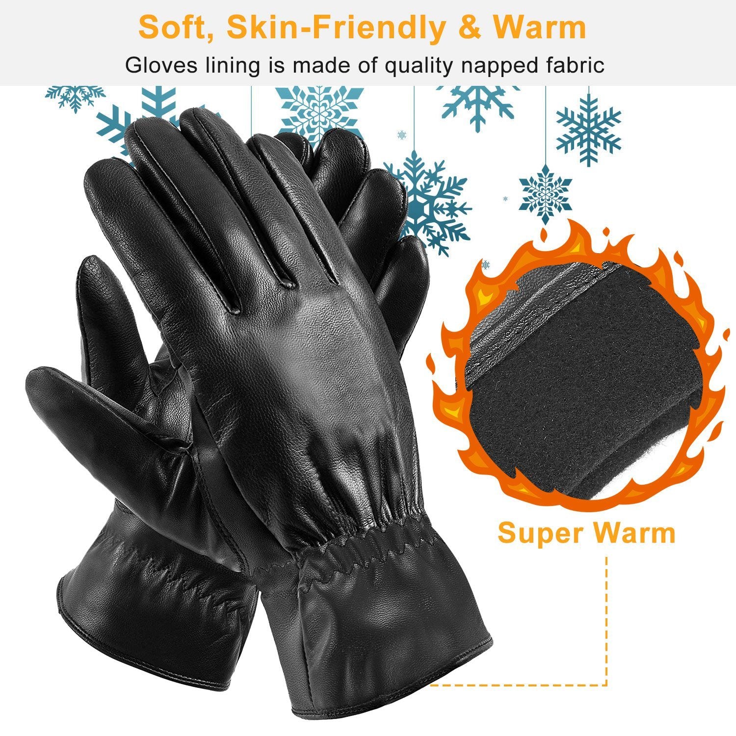 1Pair Unisex Leather Winter Warm Gloves Outdoor Windproof Soft Gloves Cycling Skiing Running Cold Winter Gloves