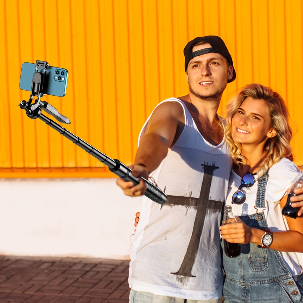 Selfie Stick Tripod, All In One Extendable Phone Tripod Stand With Wireless Remote  Rotation For iPhone And Android Phone Selfies, Video Recording, Vlogging, Live Streaming, Aluminum, Black