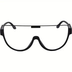 Big Discount 2D Flat - Stylish Large Size Flat Top Trendy Glasses, Unisex - Black Frame, Oversized One-Piece Lenses