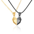 Attractive Wishing Stone Couple Pendant Necklace Ancient Love Token Heart-shaped Electrocardiogram Magnetic Heart Pendant Splicing Necklace Valentine's Day Gift