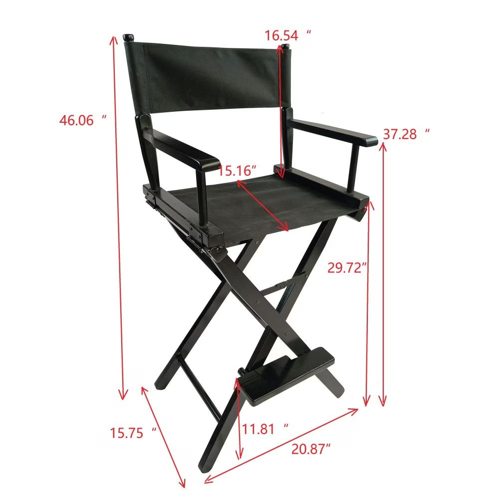 Foldable Outdoor Casual Home Director's Chair, Black Frame Black Canvas, Suitable For Adults, Foldable Style, 2pcs Set Populus