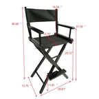 Foldable Outdoor Casual Home Director's Chair, Black Frame Black Canvas, Suitable For Adults, Foldable Style, 2pcs Set Populus