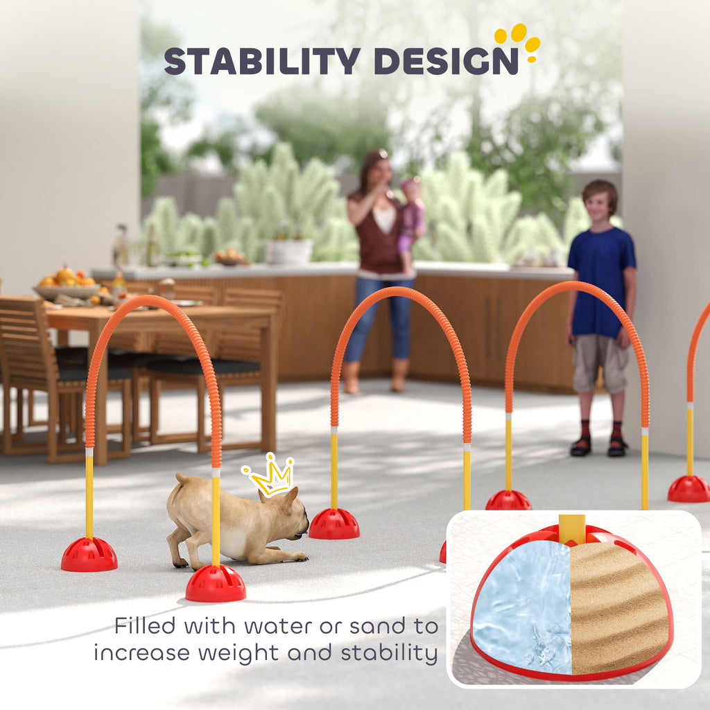 4 Piece Dog Agility Equipment W 4 Adjustable Width Doors, Carry Bag, Easy Assemble & Portable, Orange