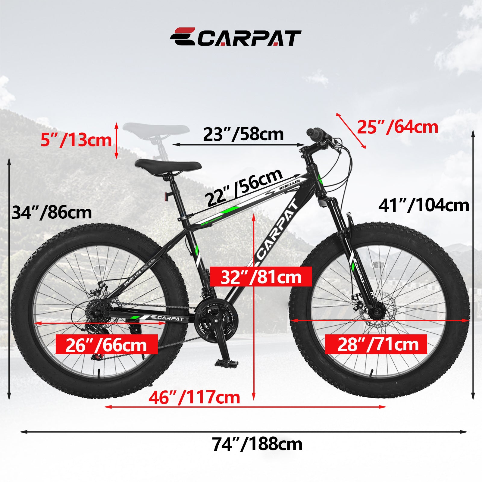 ECARPAT Mountain Bike Bicycle S26109-BLACK-GREEN