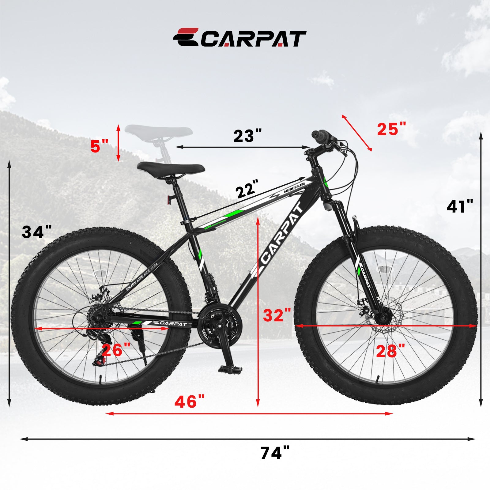 ECARPAT Mountain Bike Bicycle S26109-BLACK-GREEN