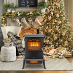 Vertical Fireplace HT1108 1500w Vertical Fireplace Machinery Fake Firewood Single Color 2 Quartz Tubes Black