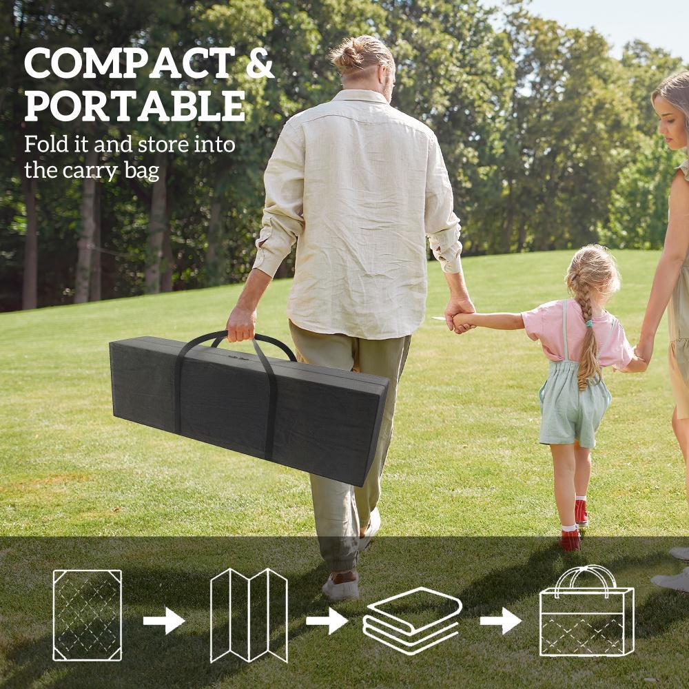 Reversible Outdoor Rug, Waterproof Plastic Straw With Carry Bag, 9 X 18, Black & Brown Rhombus