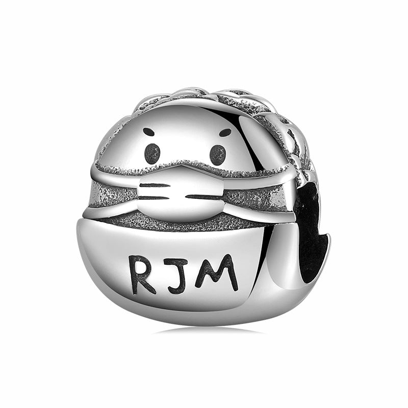 S925 Sterling Silver Beads Zongzi Hot Pot Drink Bracelet With Mask Diy Accessories Beads