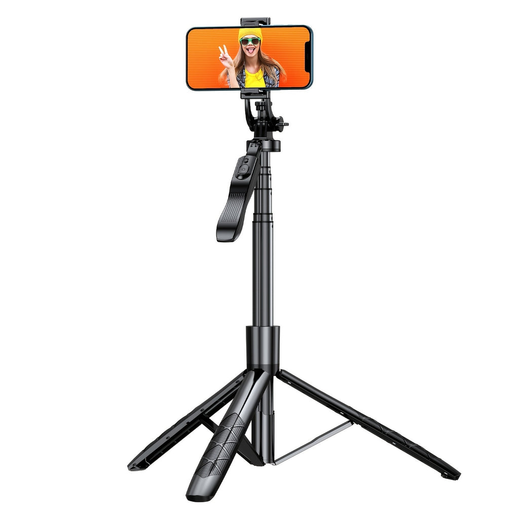 Selfie Stick Tripod, All In One Extendable Phone Tripod Stand With Wireless Remote  Rotation For iPhone And Android Phone Selfies, Video Recording, Vlogging, Live Streaming, Aluminum, Black