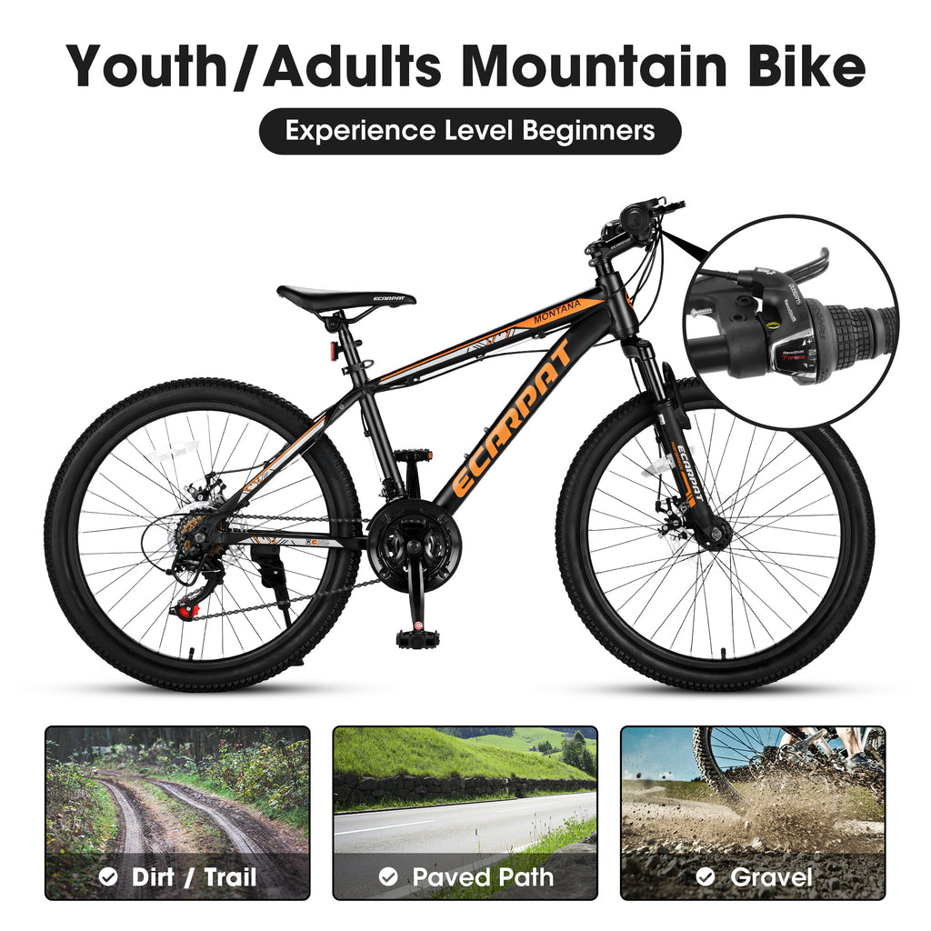 ECARPAT Mountain Bike Bicycle A24299-BLACK-ORANGE