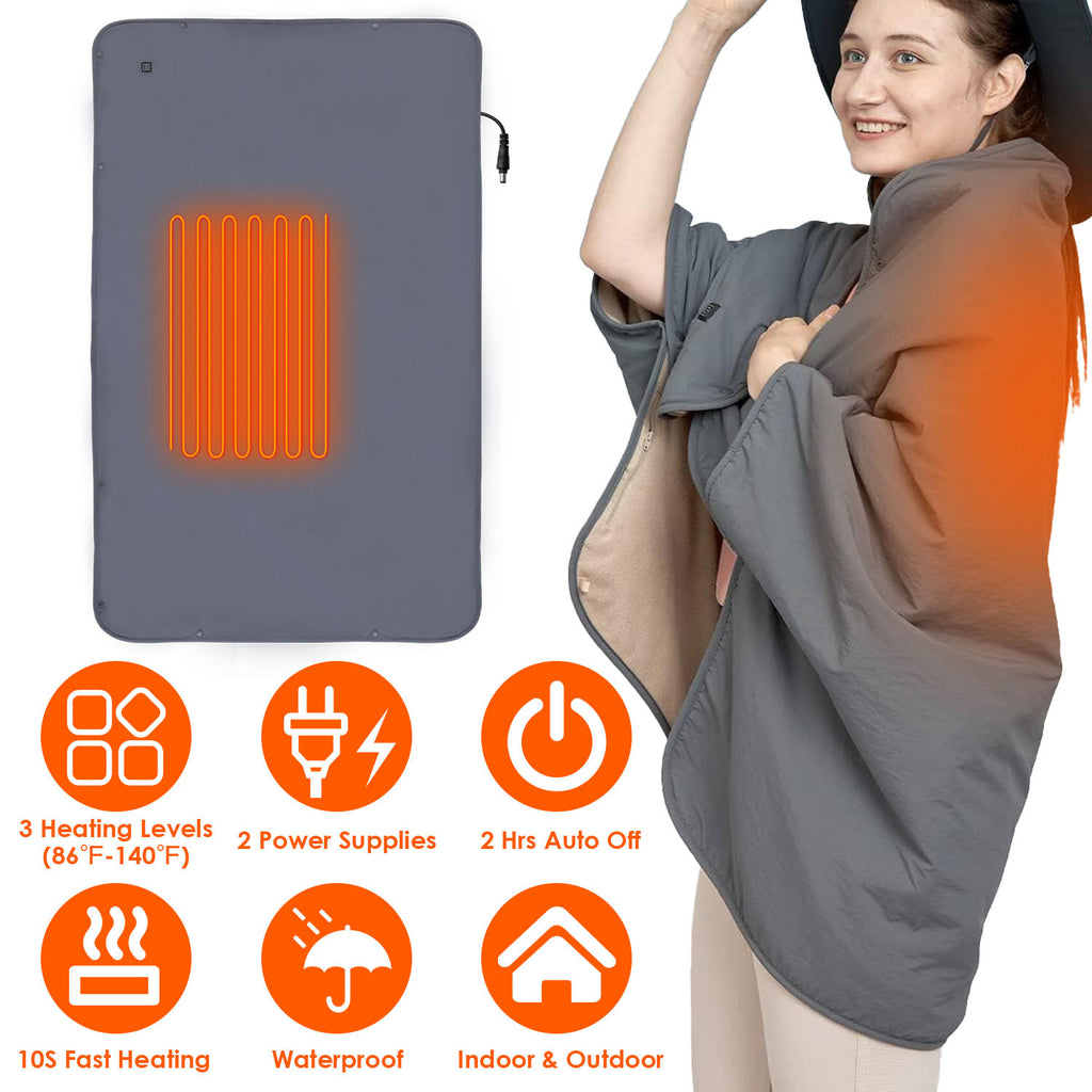 Big Saving Heated Blanket With 3 Heating Levels 1Pc 53.5x37.8in Electric Heated Throw Full Body Heated Shawl Indoor Outdoor Heated Blanket With 3 Heating Levels 2Hrs Auto Off Machine Washable Waterproof