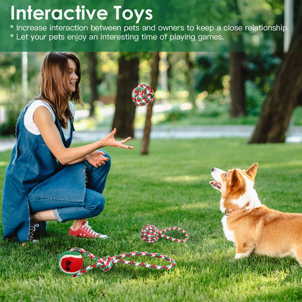 Christmas Dog Chew Rope - Set Of 5Pcs Toys Dog Interactive Toys Set For Puppy Small Medium Aggressive Chewers Dogs Training Teething Playing