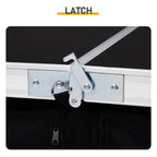 4ft 47cm Wide Black Outdoor Folding Table, Aluminum Alloy Rectangular, Two-fold Tabletop With Black Fabric Cupboard, 3 Height Adjustments.