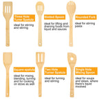 Set Of 6Pcs Cooking Utensil Bamboo Wooden Spoons Spatula Kitchen Cooking Tools Nonstick Wooden Cookware Kitchen Gadgets