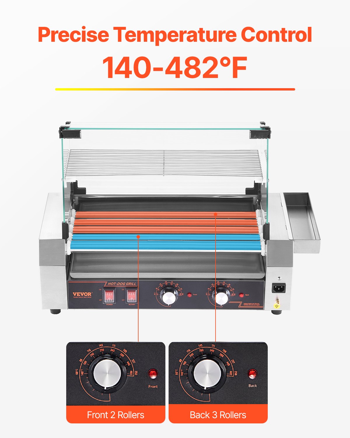 Electric 12 Hot Dog 5 Roller Commercial Grill Cooker Machine Cover 750W