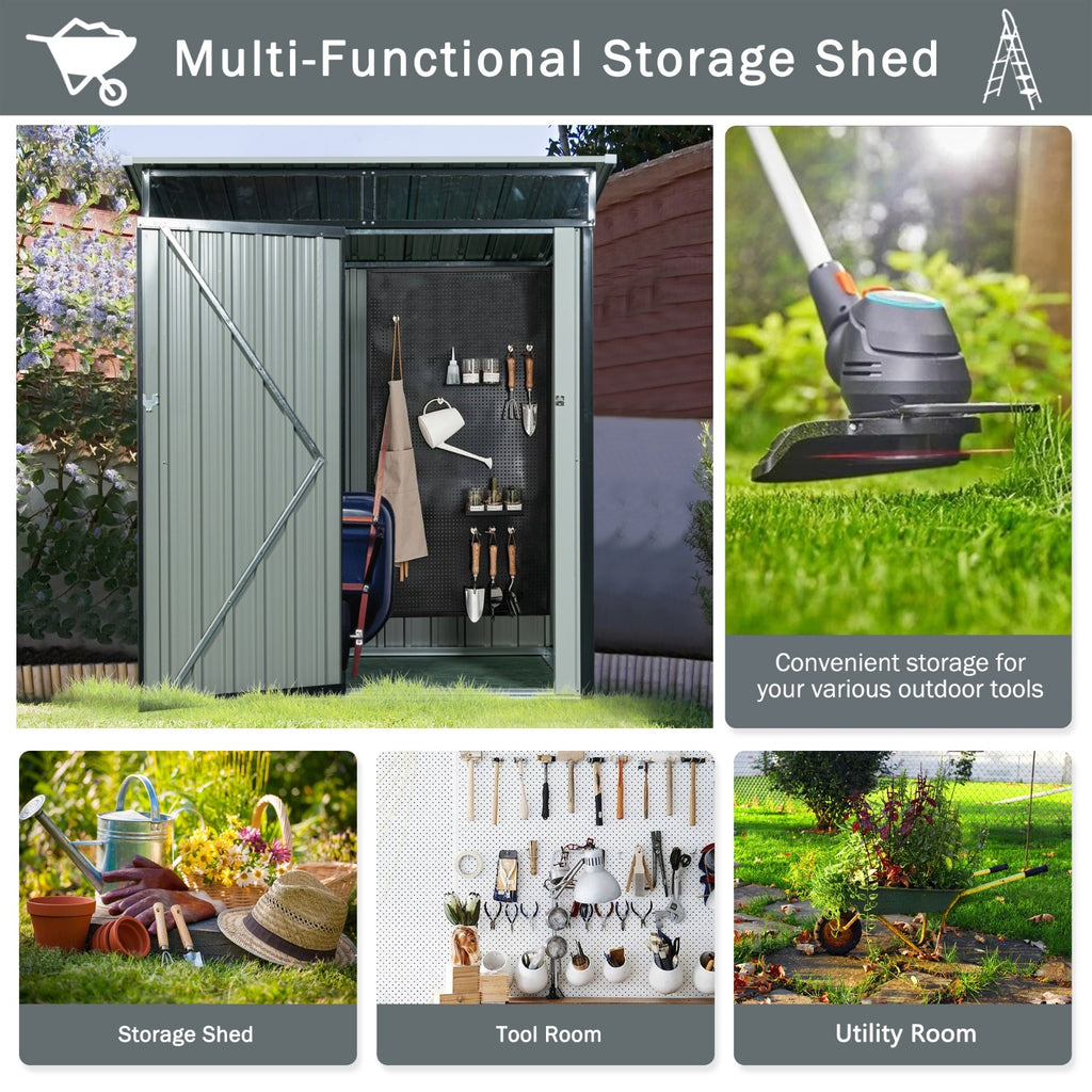 Storage Shed TC53BL 5ft X 3ft Outdoor Metal Storage Shed Transparent Plate Black
