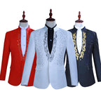 Men's Hot Flower Hot Rhinestone Stand Collar Suit