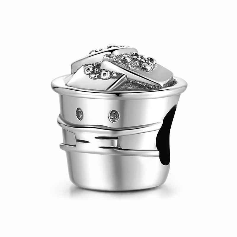 S925 Sterling Silver Beads Zongzi Hot Pot Drink Bracelet With Mask Diy Accessories Beads