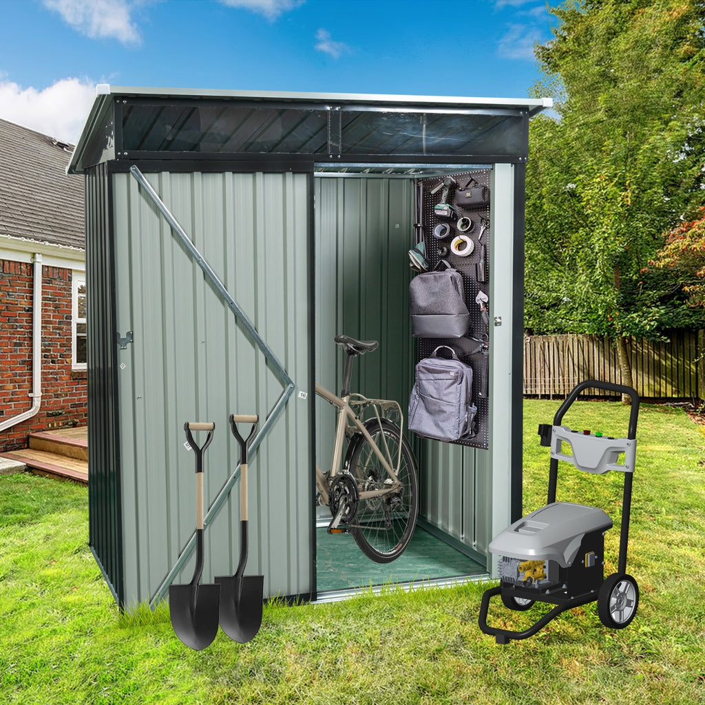 Storage Shed TC53BL 5ft X 3ft Outdoor Metal Storage Shed Transparent Plate Black