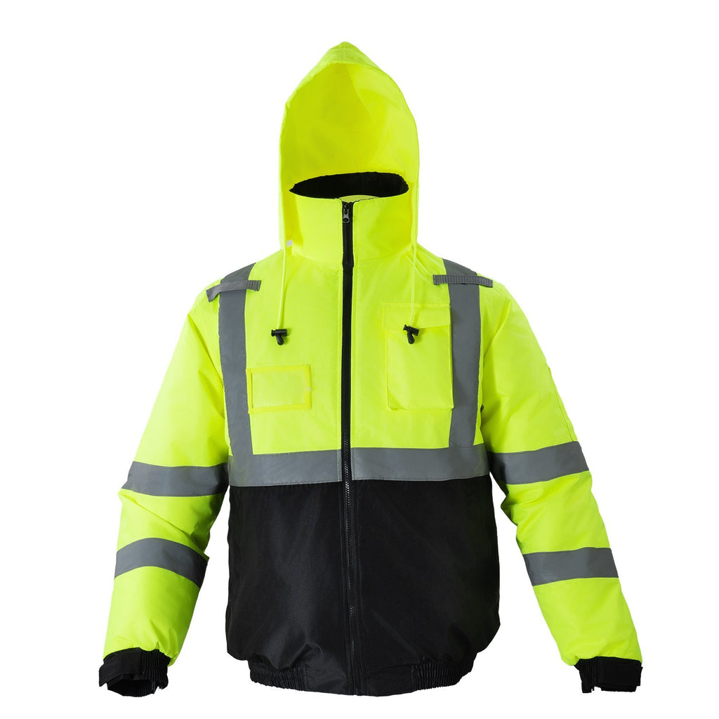 High Visibility Reflective Safety Jacket Waterproof Winter Coat Yellow-Black L