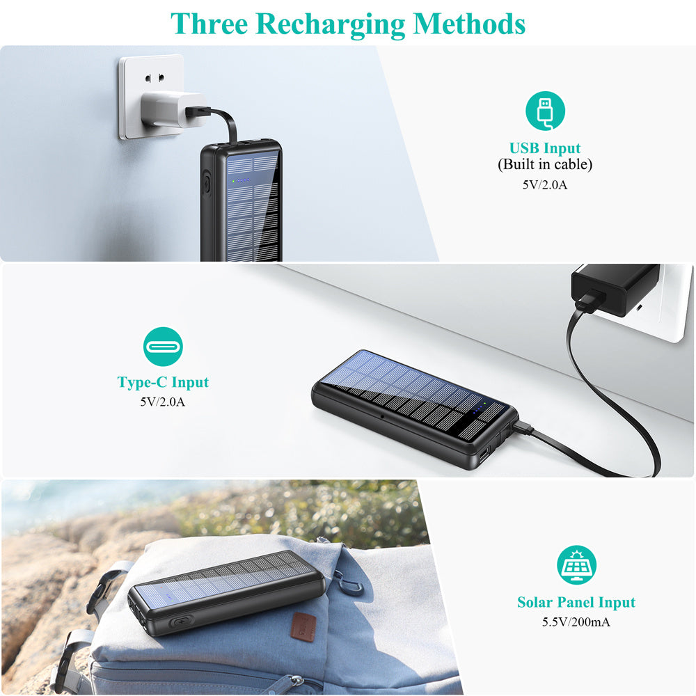 Solar Power Bank Comes With Input And Output Dual-wire