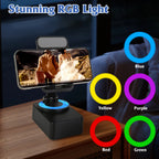 iPhone iPad 1Pc 4 In 1 Foldable Wireless Speaker Phone Stand With Power Bank 360Degree Rotatable Stand Wireless Speaker 5000mAh Battery RGB Light For iPhone iPad