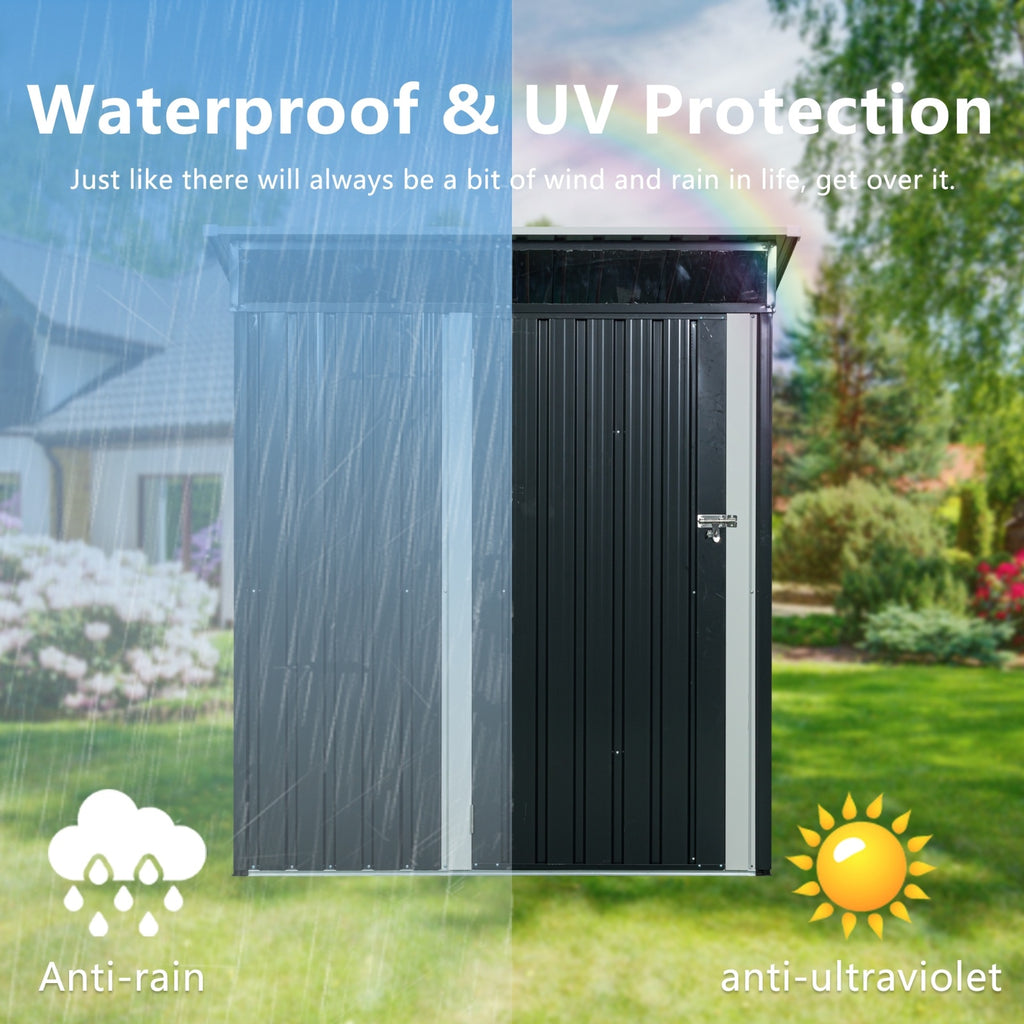 Storage Shed TC53BL 5ft X 3ft Outdoor Metal Storage Shed Transparent Plate Black