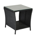 Glass-topped, Black Four-threaded Rattan, Double-layered, Braided Rattan Edge, N001