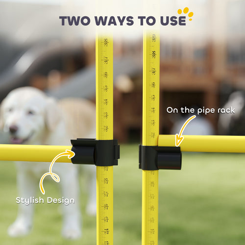 4 Piece Dog Agility Course Set With 4 Height Adjustable Dog Agility Jumps, Carry Bag, Yellow