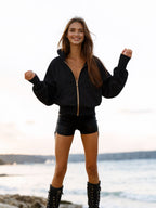 New Women's Jacket, Zipper Closure, Hooded Collar, Essential Women's Coat For Autumn And Winter