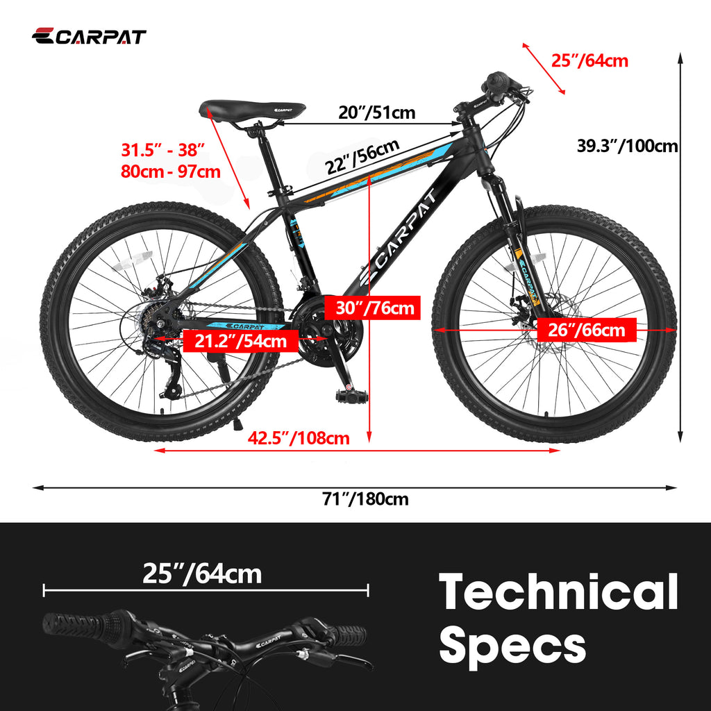 ECARPAT Mountain Bike Bicycle S26102 BLACK-BLUE