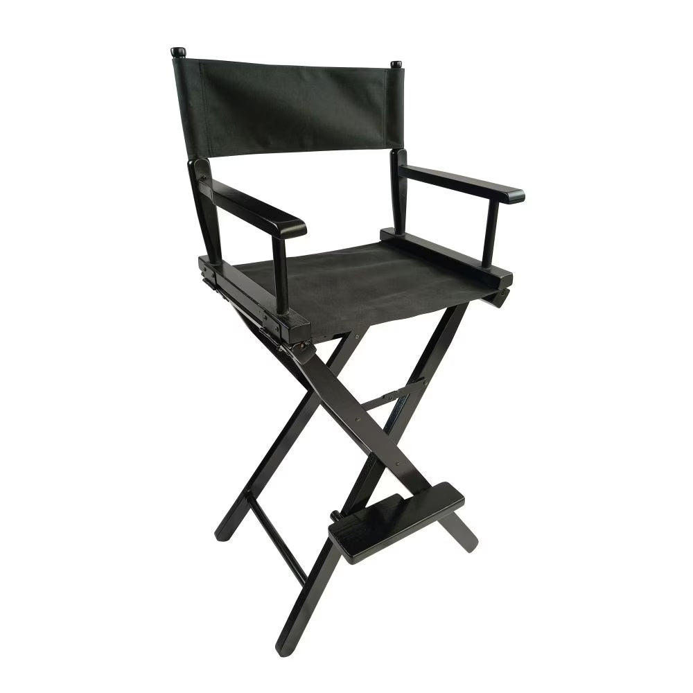 Foldable Outdoor Casual Home Director's Chair, Black Frame Black Canvas, Suitable For Adults, Foldable Style, 2pcs Set Populus
