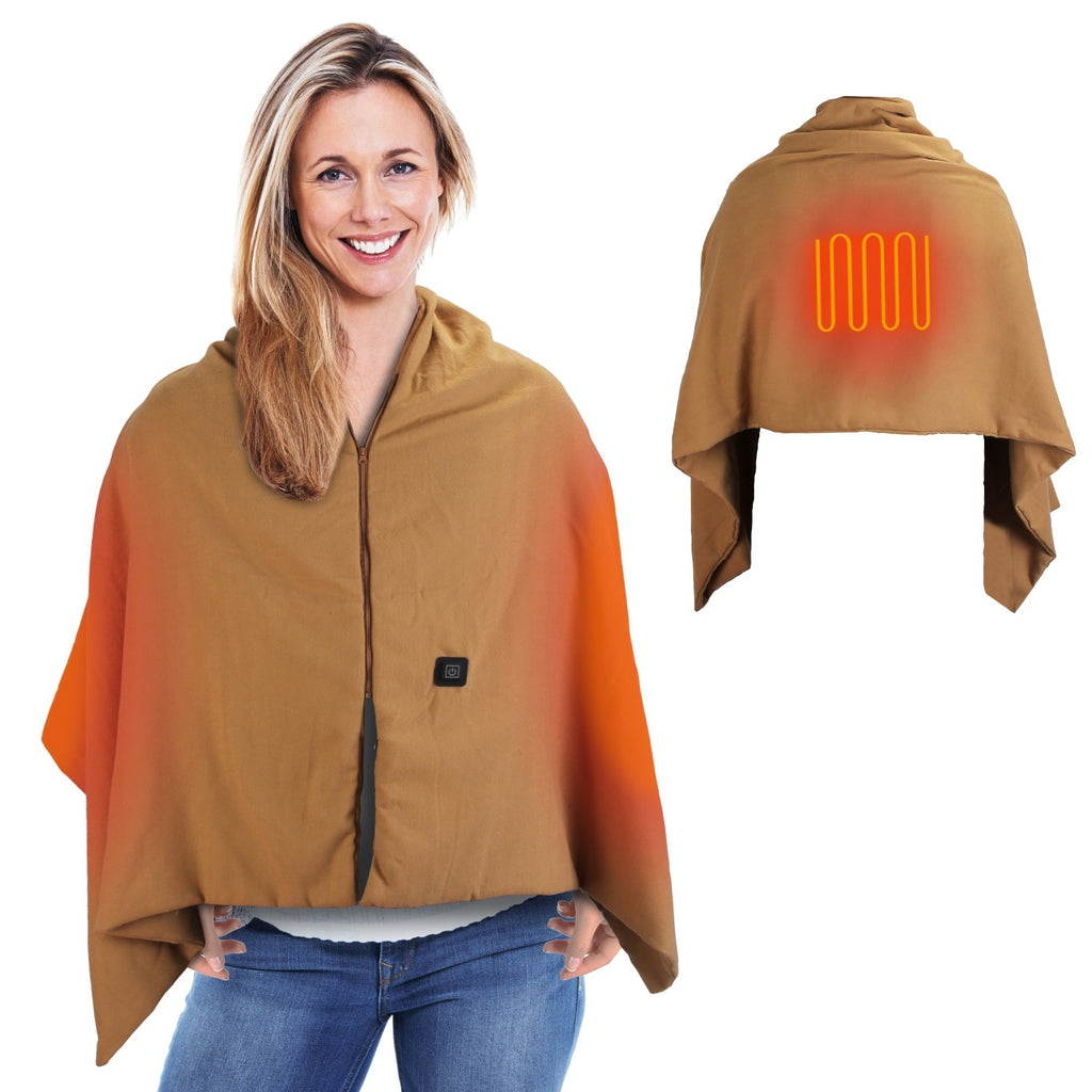 Big Savings 1Pc 79x24In USB Heated Shawl With Teasel Wearable Heating Blanket Electric Throw Wrap Indoor Outdoor With Zipper 3 Heating Levels Machine Washable For Outdoor Home Office