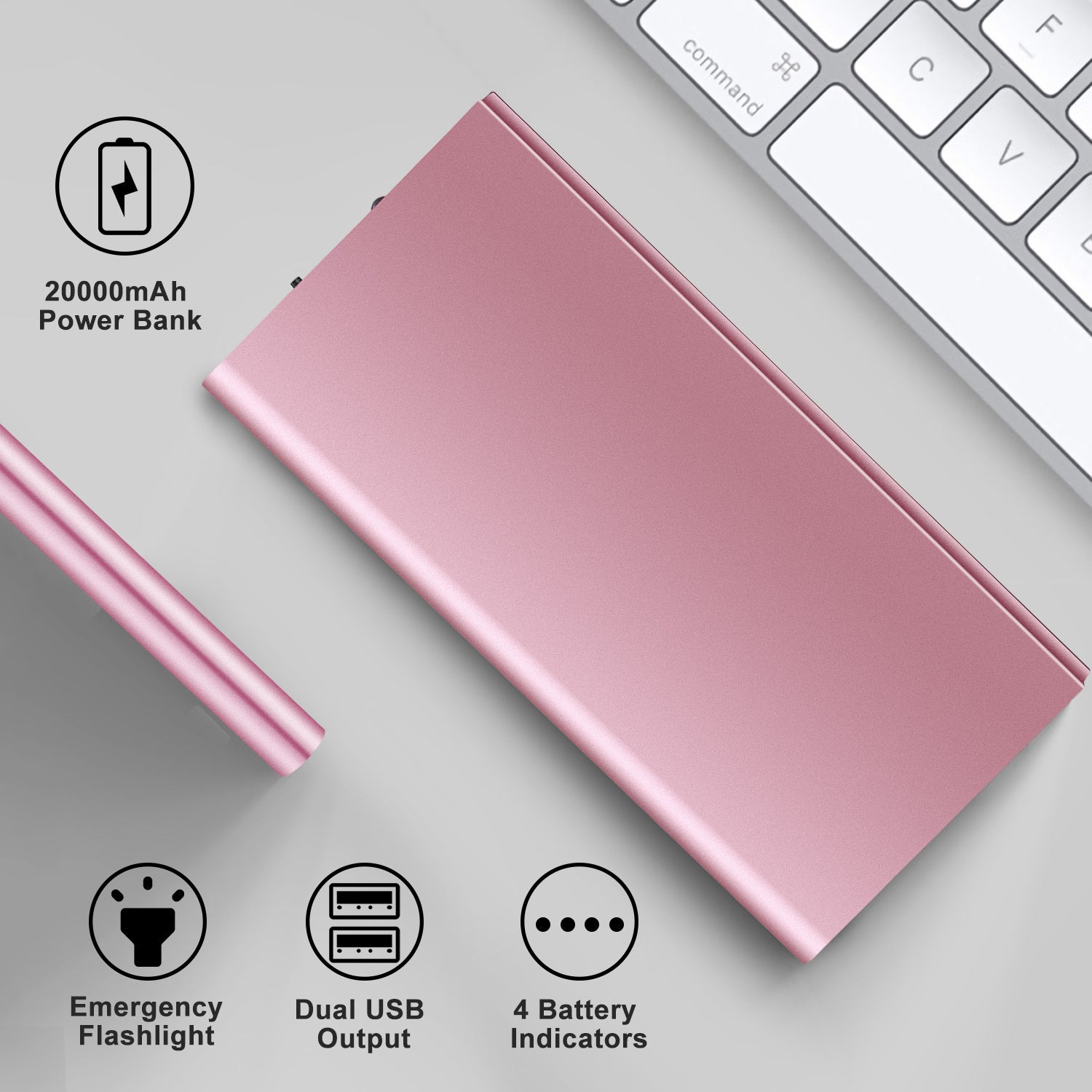 Ultra-thin Power Bank 20000mAh Power Bank Ultra-thin External Battery Pack Phone Charger Dual USB Port