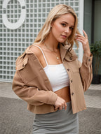 Women's Plus Size New Fashionable Flannel Short Jacket Fashion 2025 Autumn Top