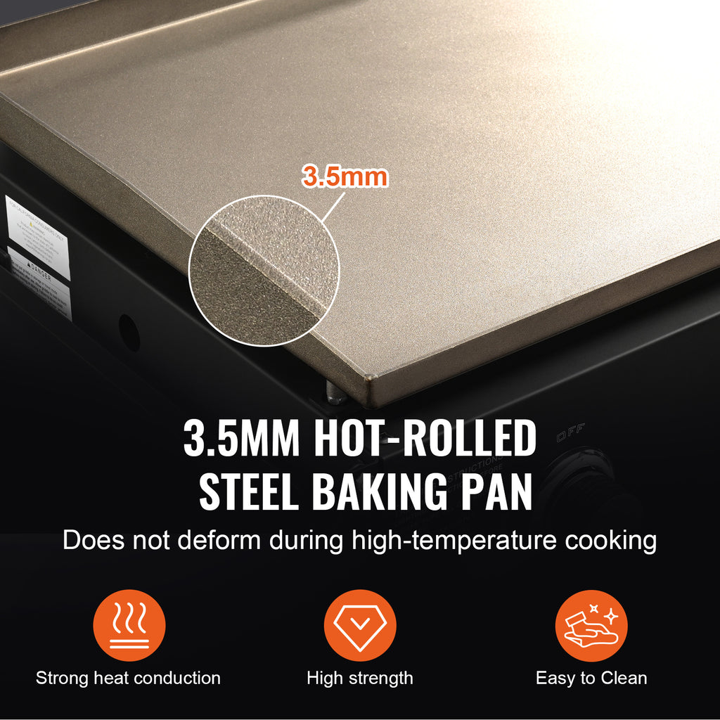 Commercial Griddle On Cart, 36' Heavy Duty Manual Flat Top Griddle, Outdoor Cooking Station With Side Shelves, Steel Natural Gas Griddle, 4-Burners Restaurant Portable Tested ToStandards