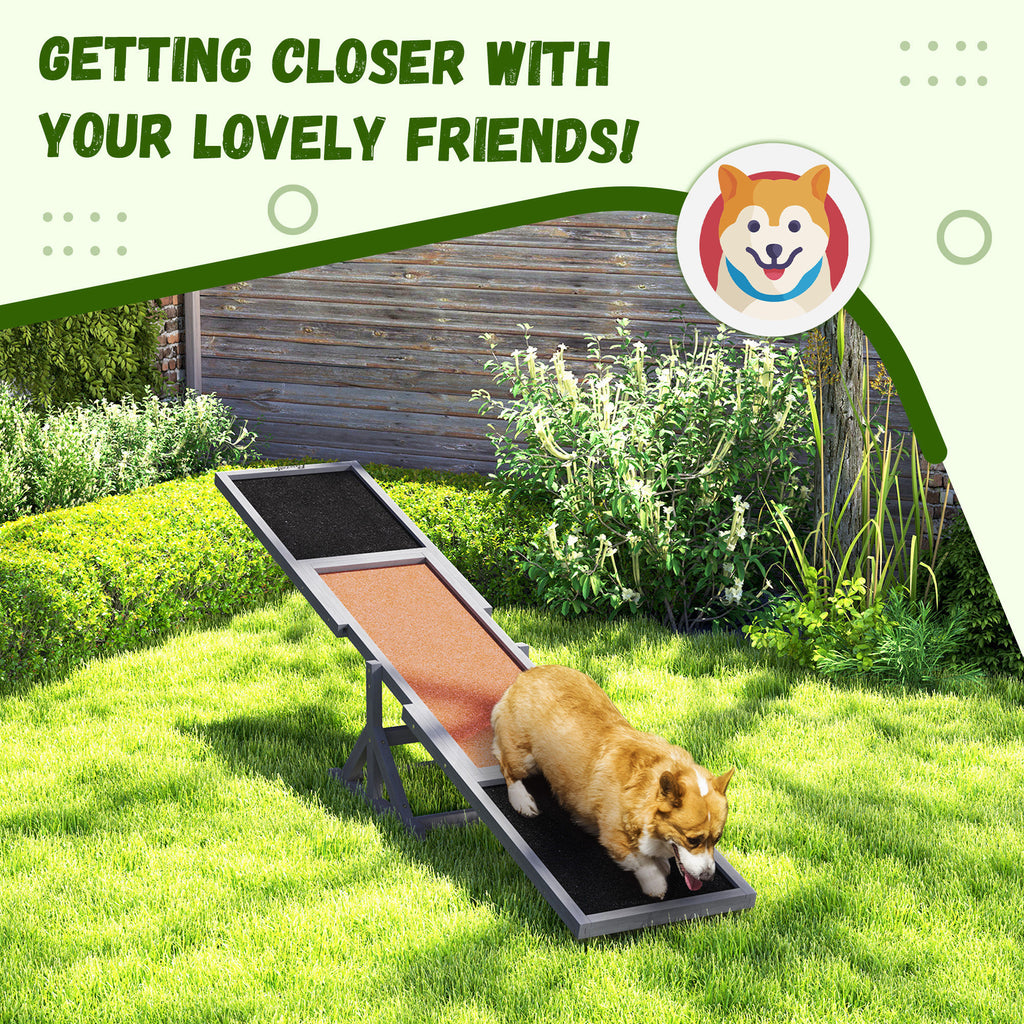 Wooden Dog Agility Seesaw For Training And Exercise, Weather Resistant, 83 L X 16 W X 14 H, Gray