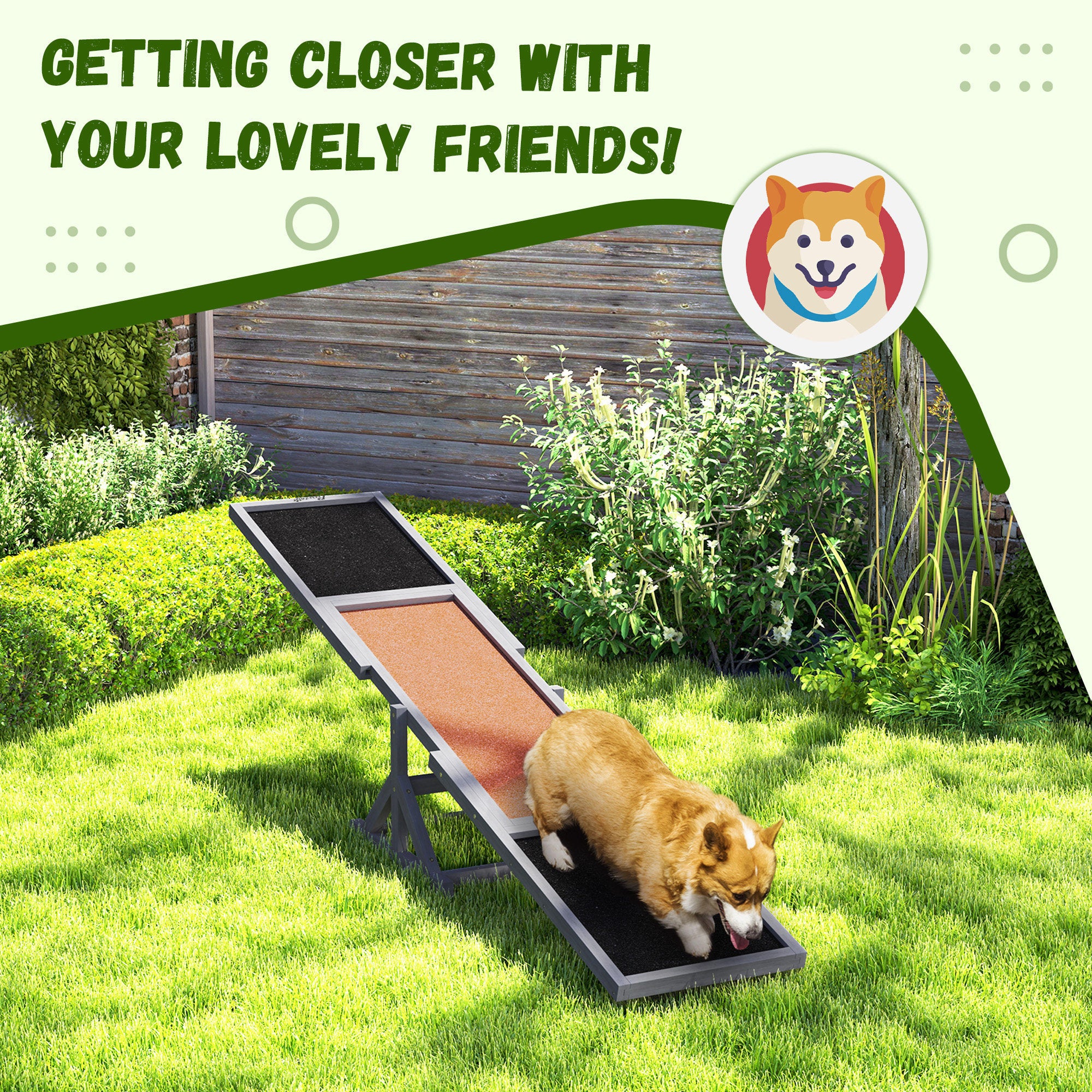 Wooden Dog Agility Seesaw For Training And Exercise, Weather Resistant, 83 L X 16 W X 14 H, Gray